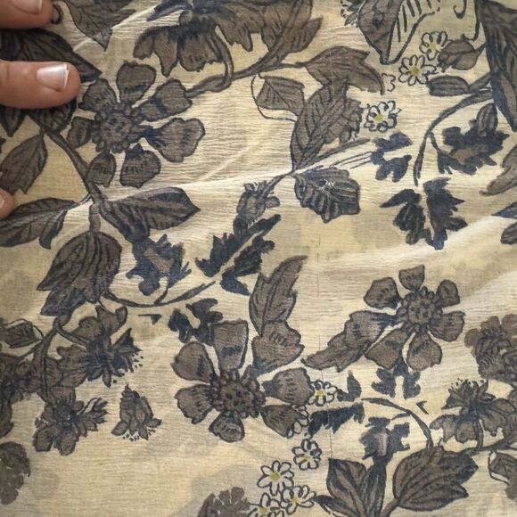 Free People Neutral Balloon Tassel Hendrix Ditsy Floral Print Peasant Blouse Med - Picture 2 of 11